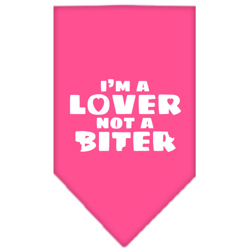 I'm a Lover Not a Biter Screen Print Bandana Bright Pink Small